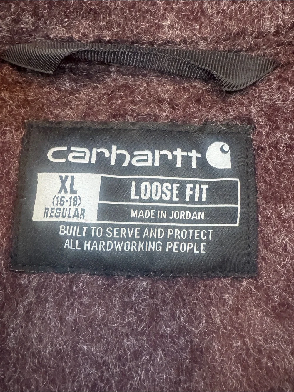 Carhartt Fleece Shirt Jacket Mens XL Loose Fit Snap Front Purple Plum Shacket